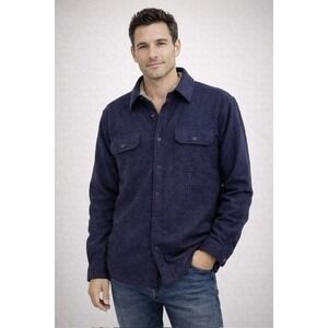Weatherproof Vintage Mens Sherpa Lined Flannel Shirt Jacket Navy Blue M
